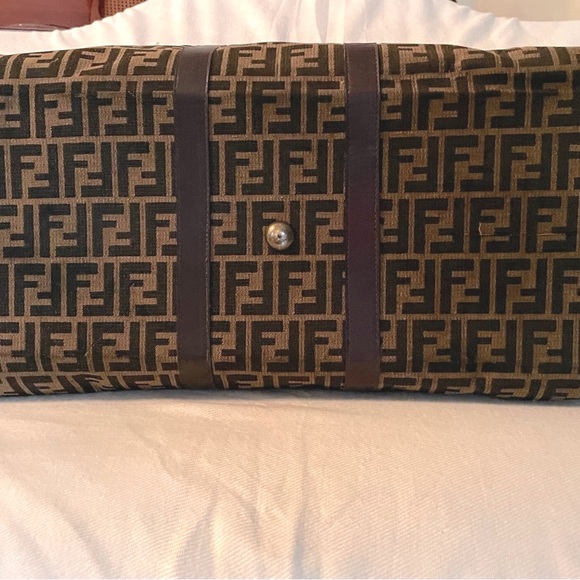 Fendi Zucca FF Jacquard Fabric Brown Travel Duffle Bag - Picture 12 of 15